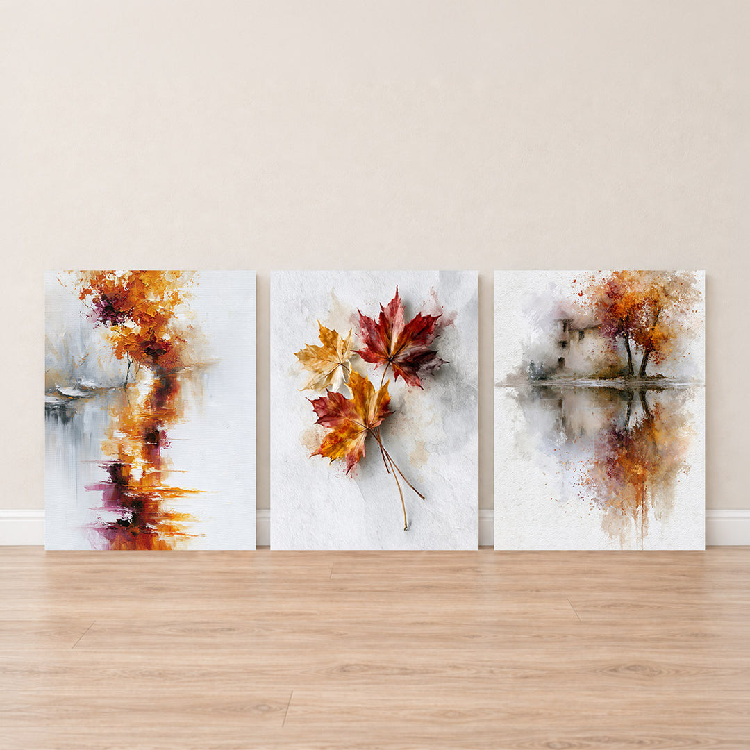 Set-Ansicht: Herbstbaum Leinwand Set – Aquarell (3er)