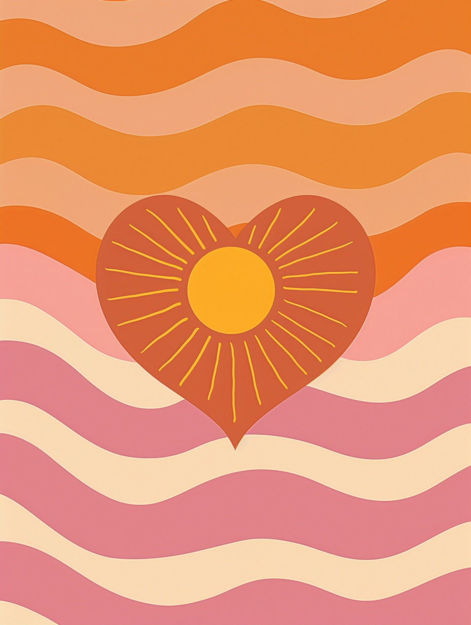 Herz mit Sonne und Wellen Dopamin – Wandkunst