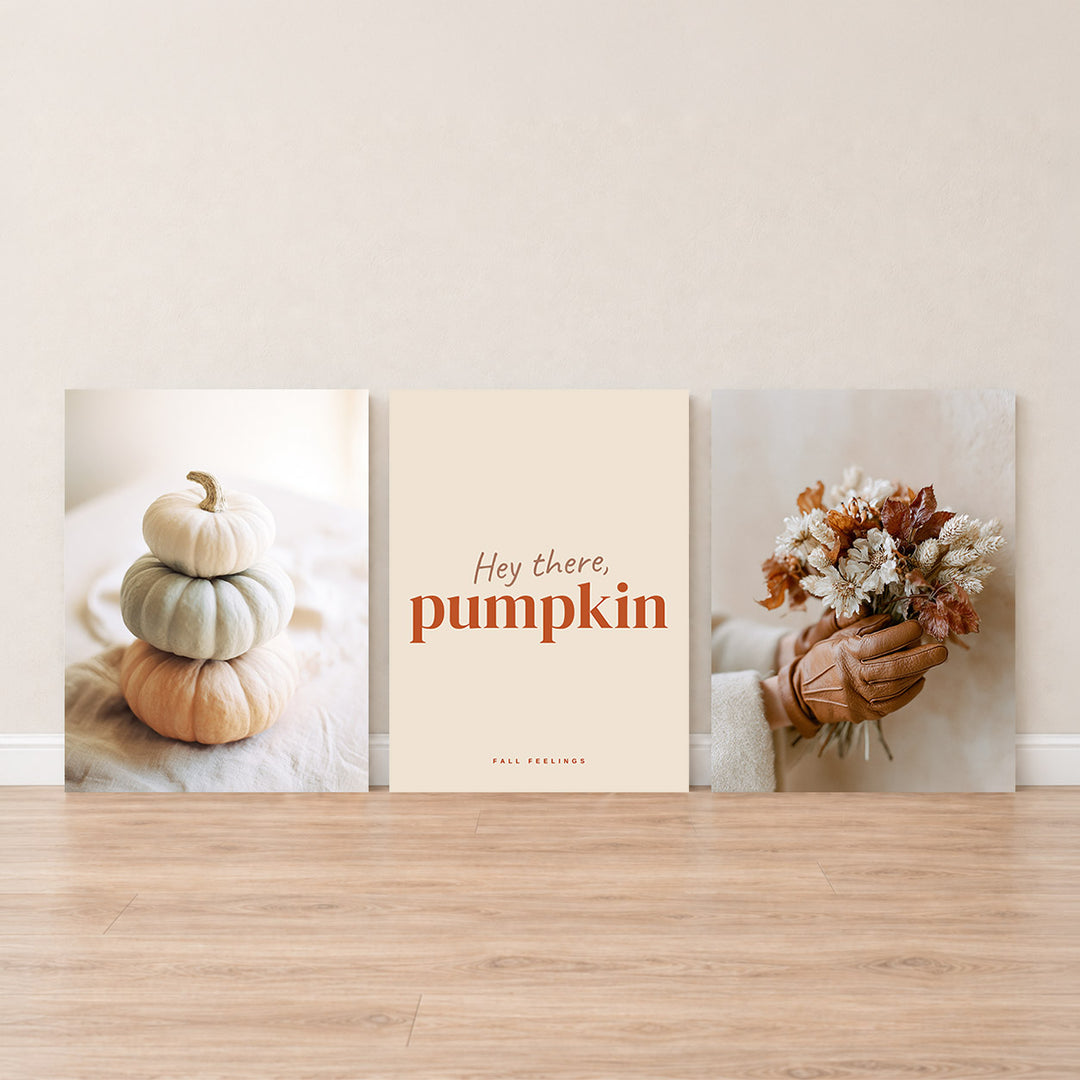 Set-Ansicht: Hey there Pumpkin Leinwand Set – Herbst Trio (3er)