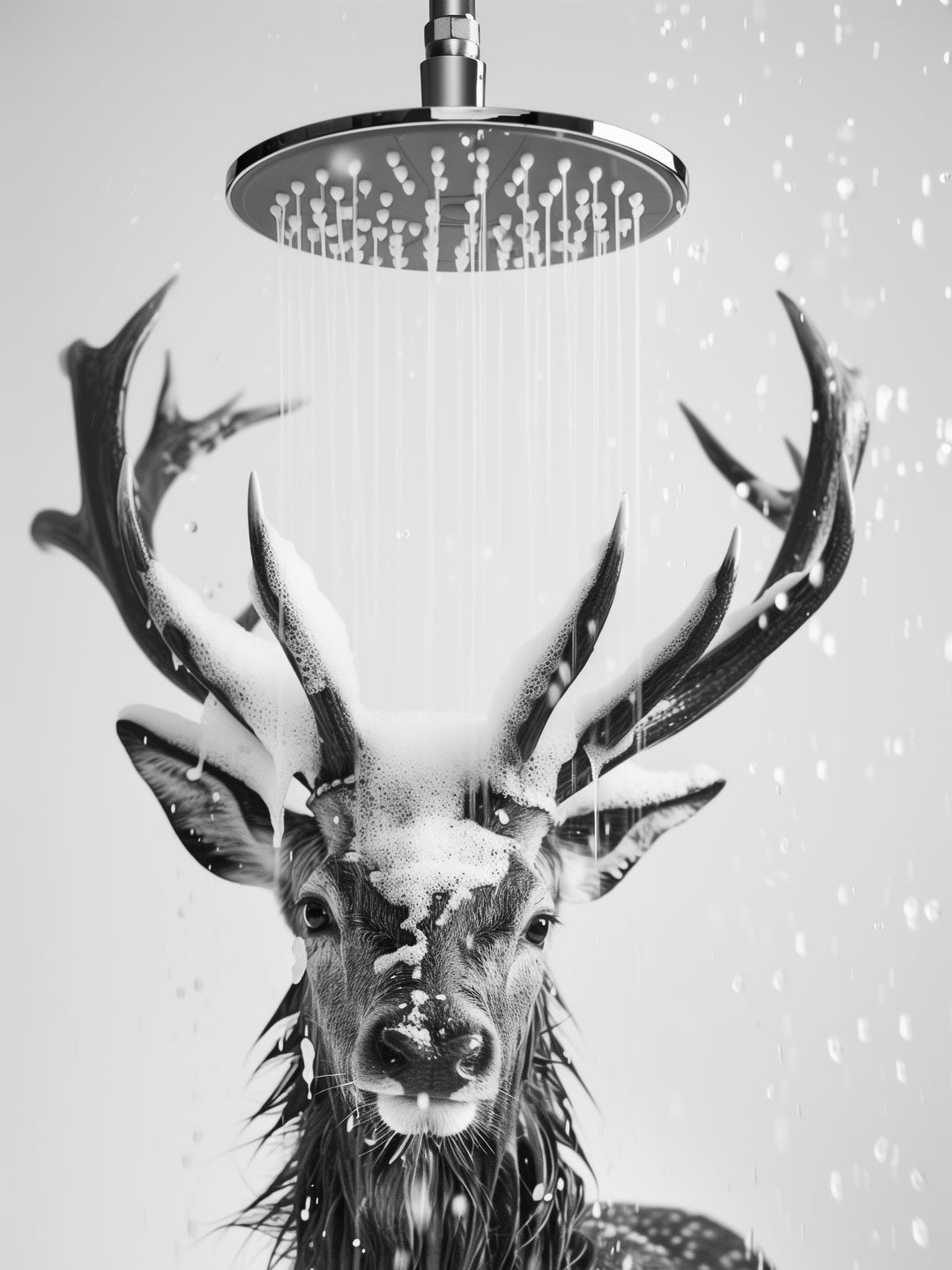 Hirsch unter Dusche  – Wandkunst