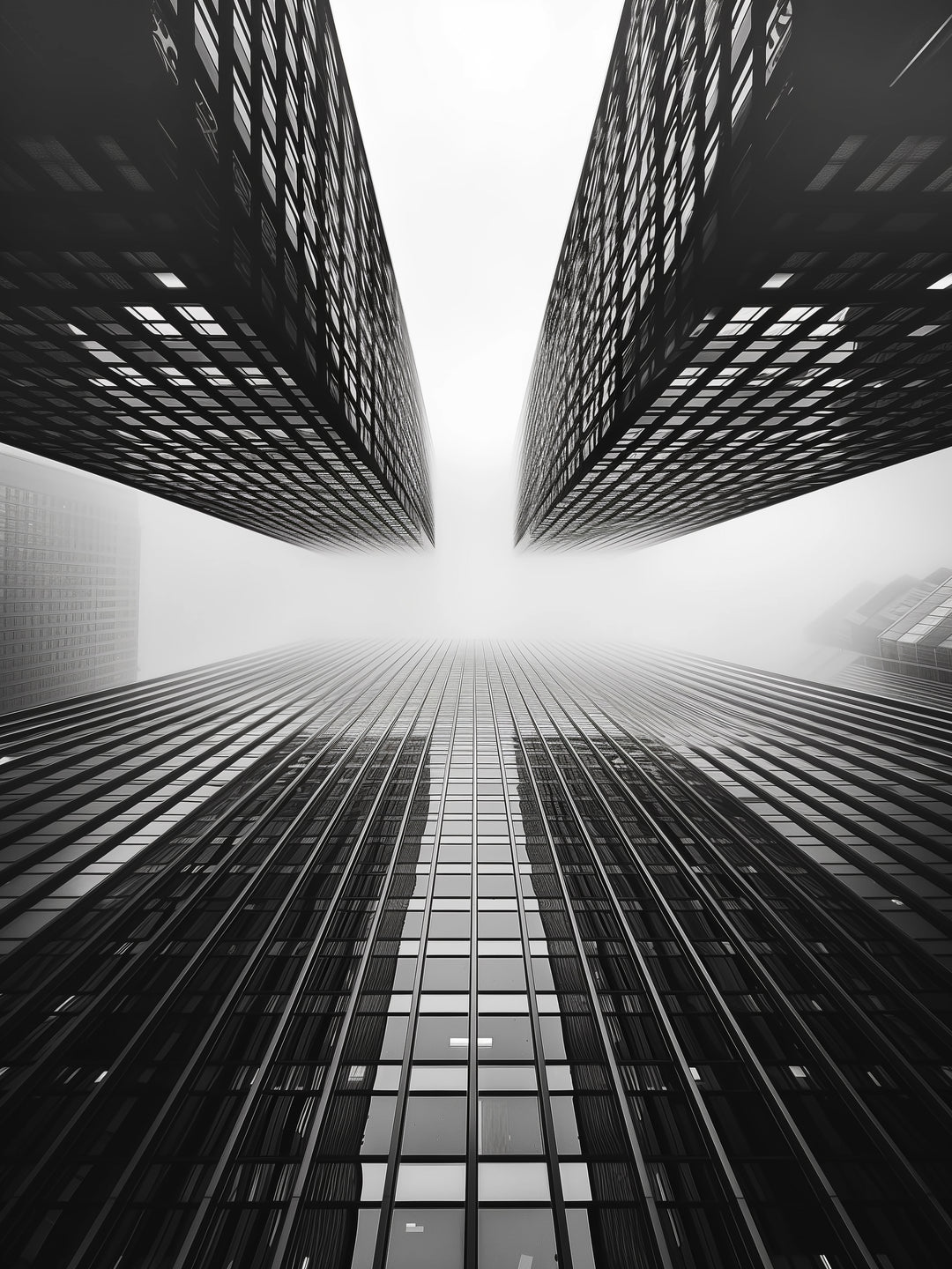 Hochhäuser im Nebel  – Wandkunst
