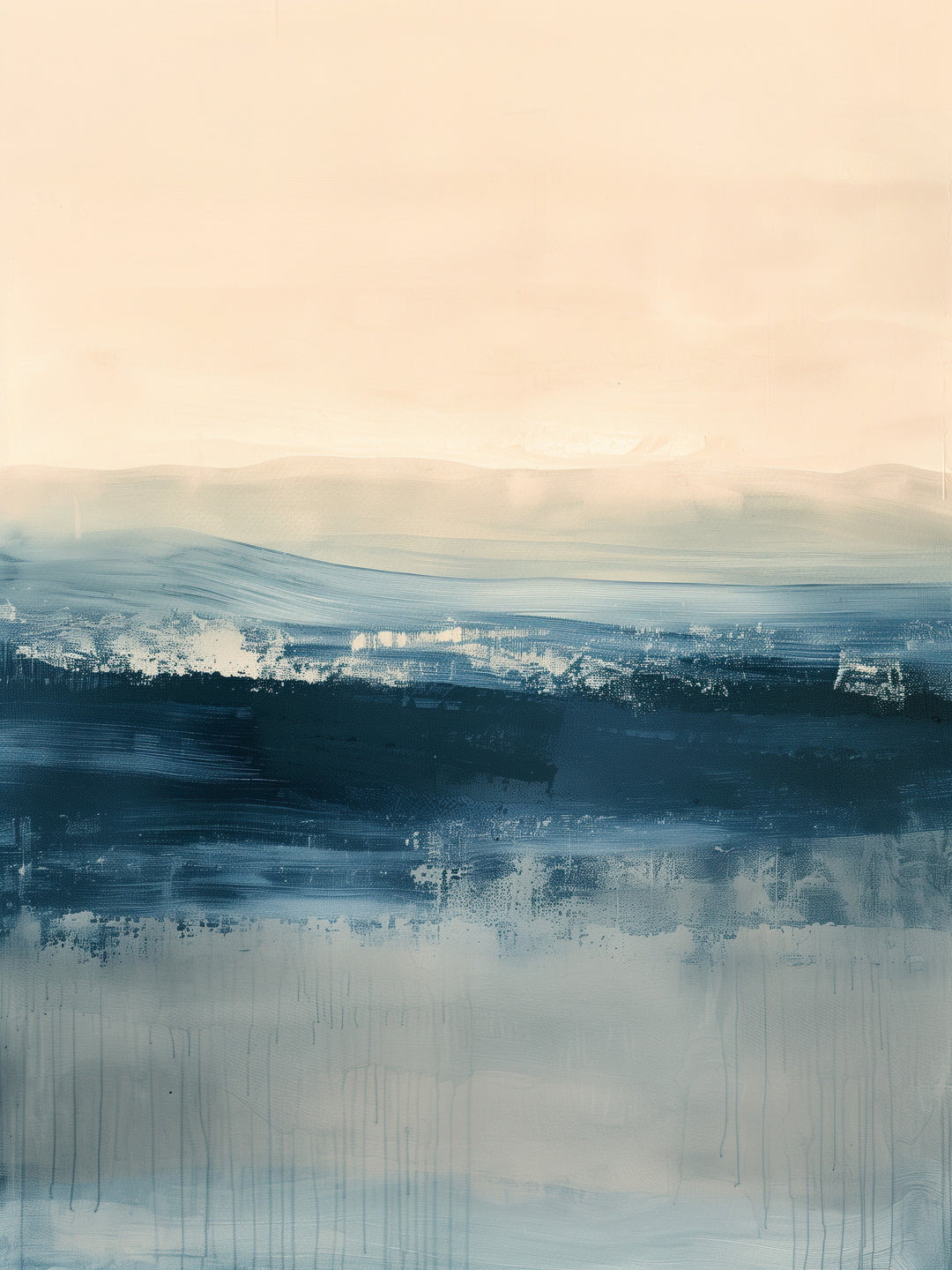 Horizontale Wellen in Blau  – Wandkunst