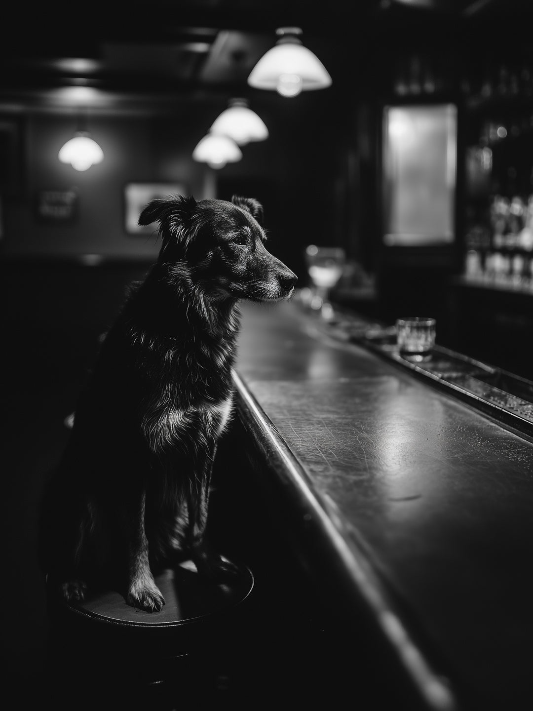 Hund an Bar  – Wandkunst