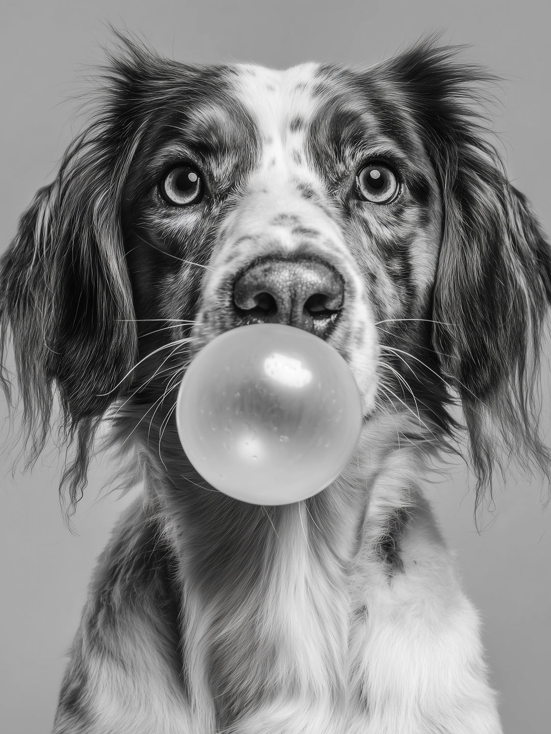 Hund mit Kaugummiblase  – Wandkunst