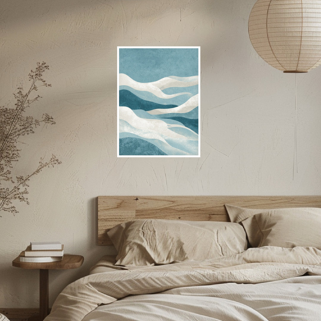 Abstrakte blaue Wellen Poster Japandi – mattes Kunstdruck-Papier – Ansicht 4
