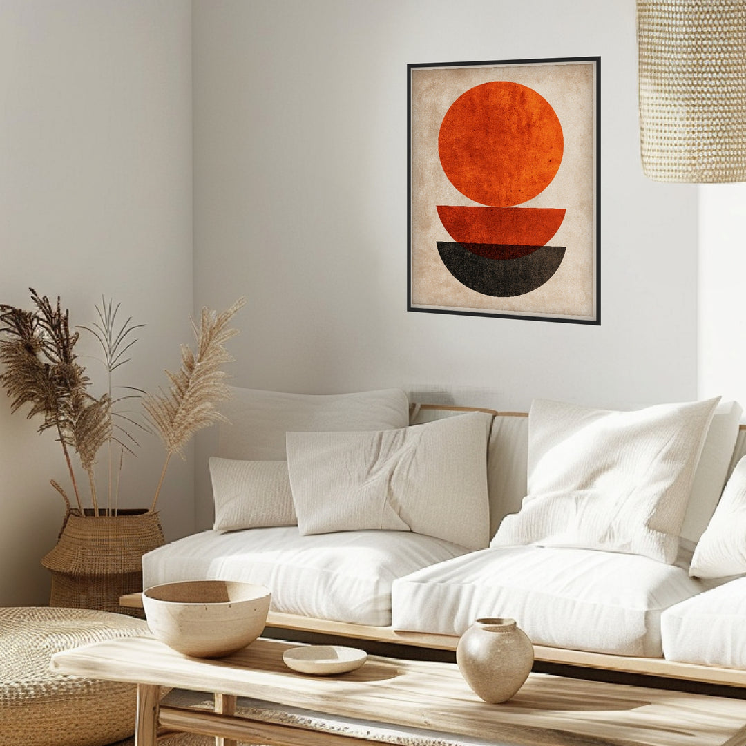 Abstrakte Kreise und Halbkreise Poster Japandi – mattes Kunstdruck-Papier – Ansicht 3