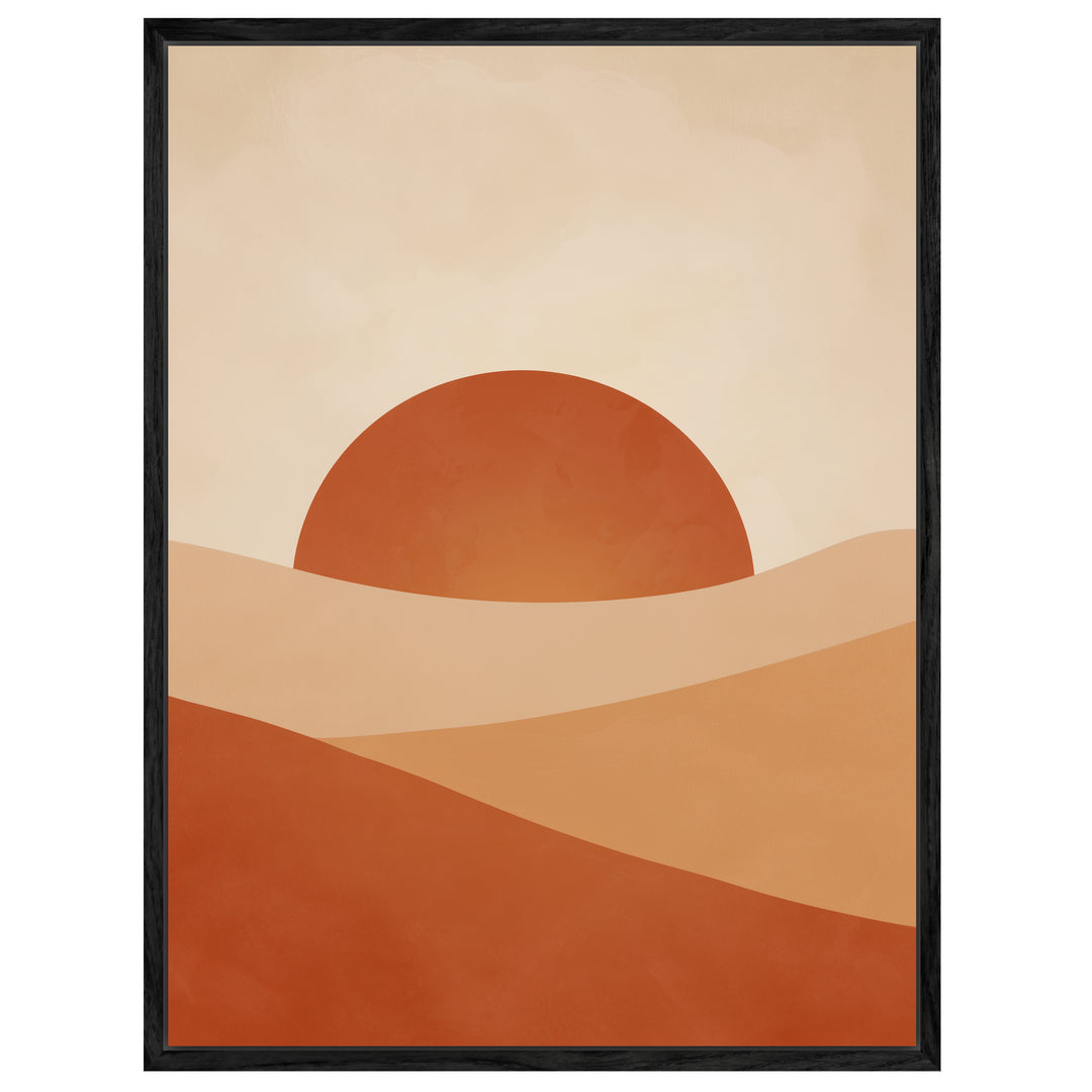 Abstrakte Sonnenlandschaft Leinwandbild Japandi – Leinwand auf Holzrahmen – Ansicht 4