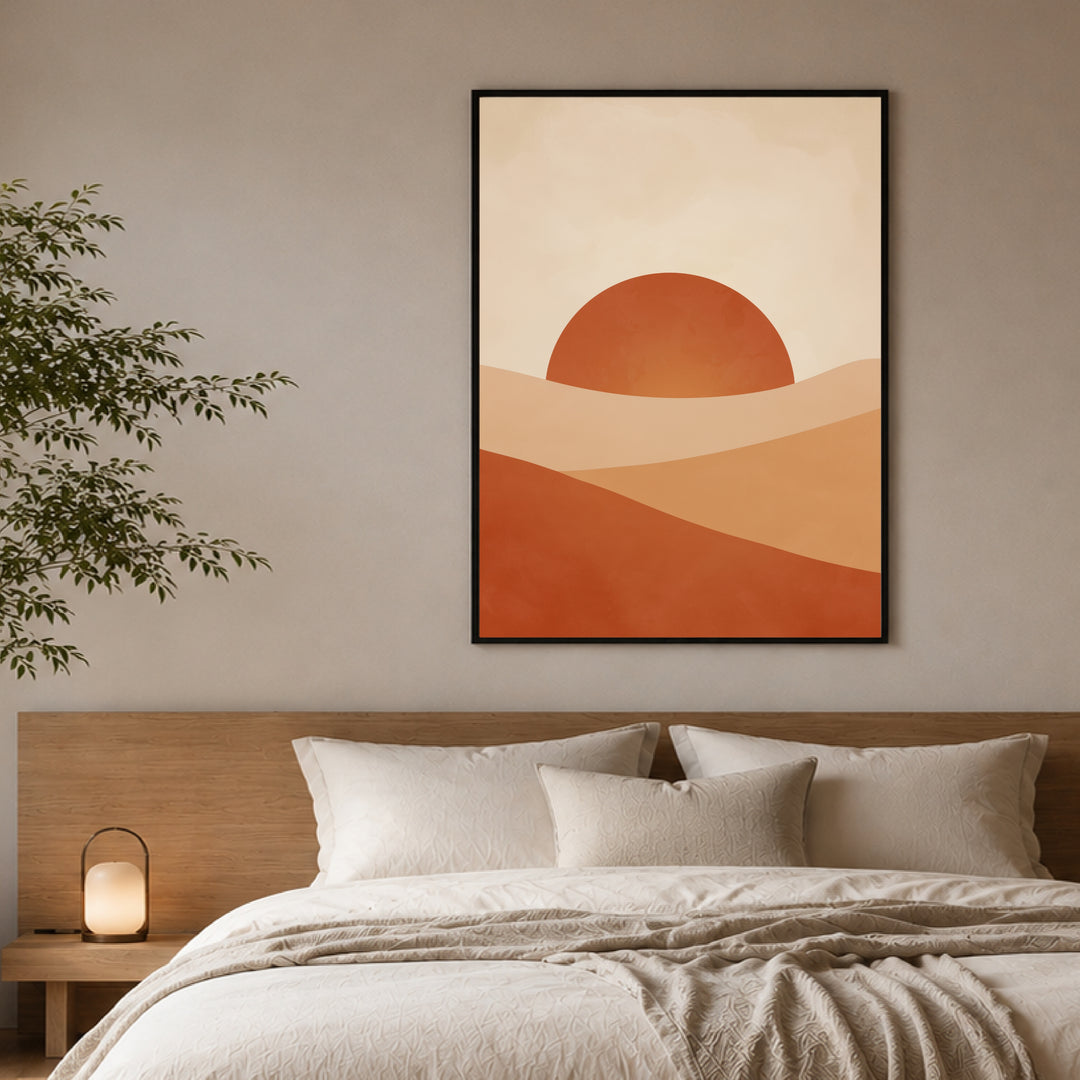 Abstrakte Sonnenlandschaft Poster Japandi – mattes Kunstdruck-Papier – Ansicht 2