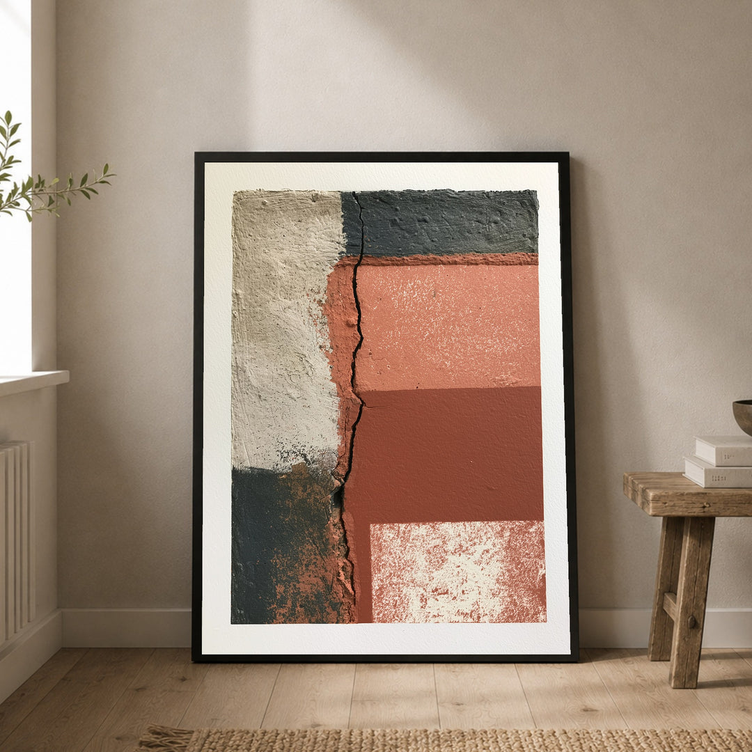 Gerissene Erde in Terrakotta Poster – Schwarzer Rahmen – Produktfoto