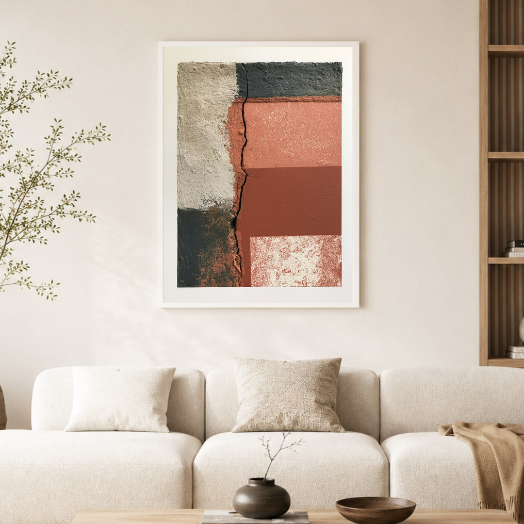 Gerissene Erde in Terrakotta Poster – Weißer Rahmen – Produktfoto