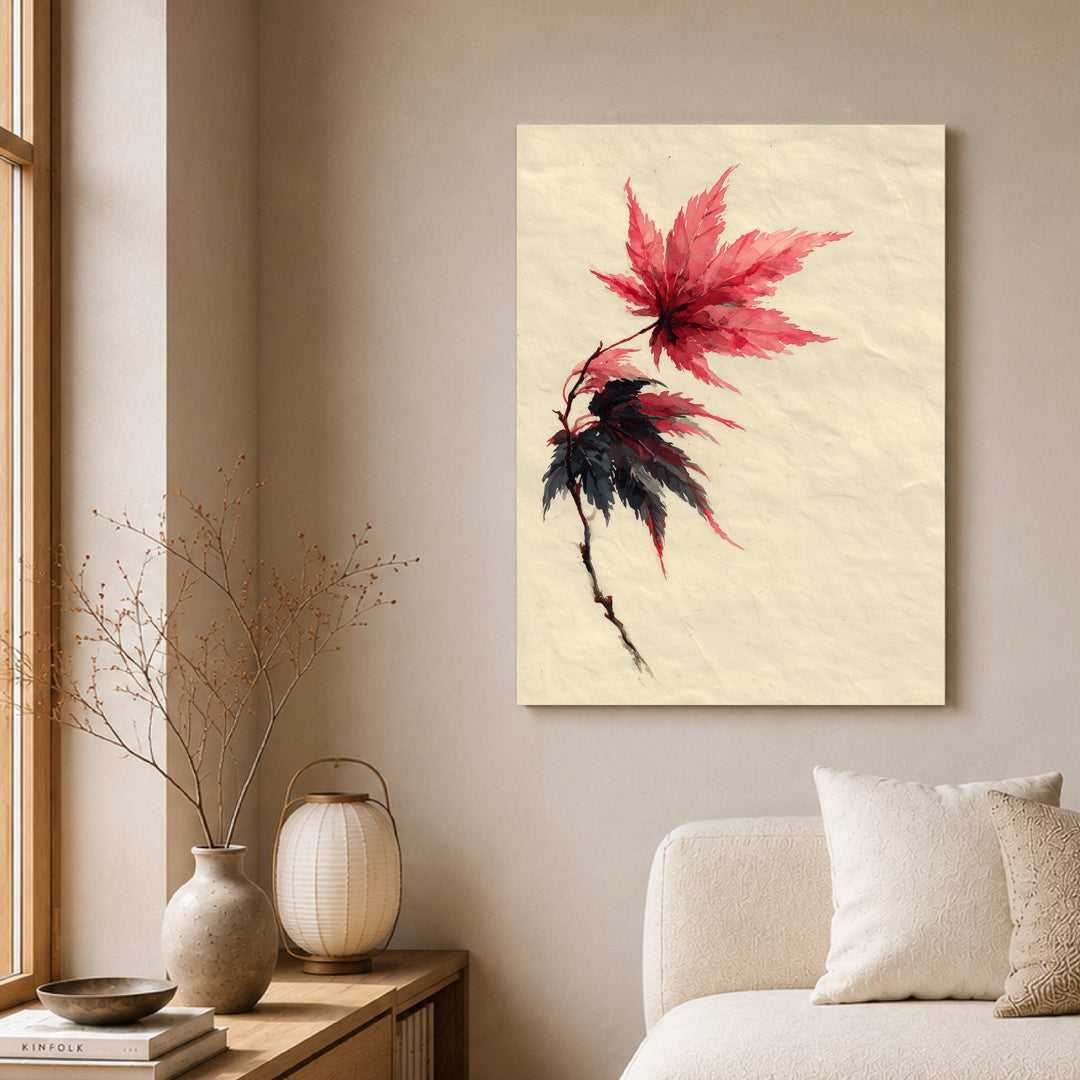 Ahornzweig Aquarell Poster Japandi – mattes Kunstdruck-Papier – Ansicht 3