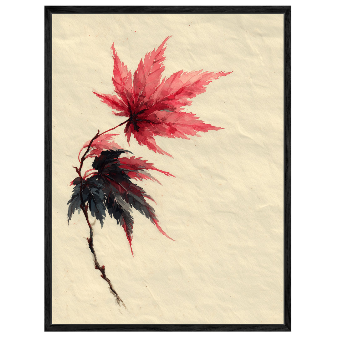 Ahornzweig Aquarell Leinwand Japandi – Leinwand auf Holzrahmen – Ansicht 4
