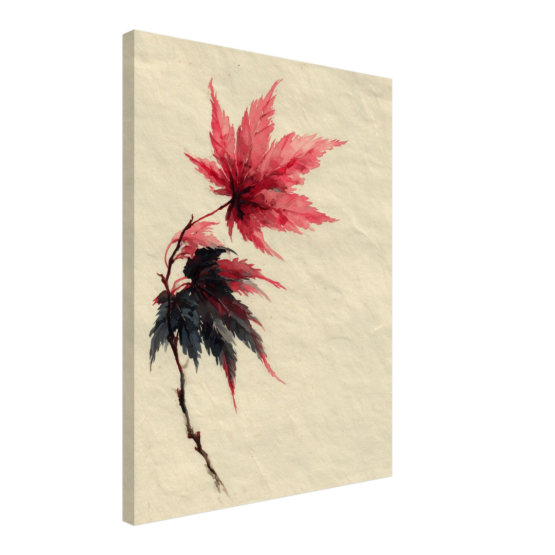Ahornzweig Aquarell Leinwand Japandi – Leinwand auf Holzrahmen – Ansicht 2