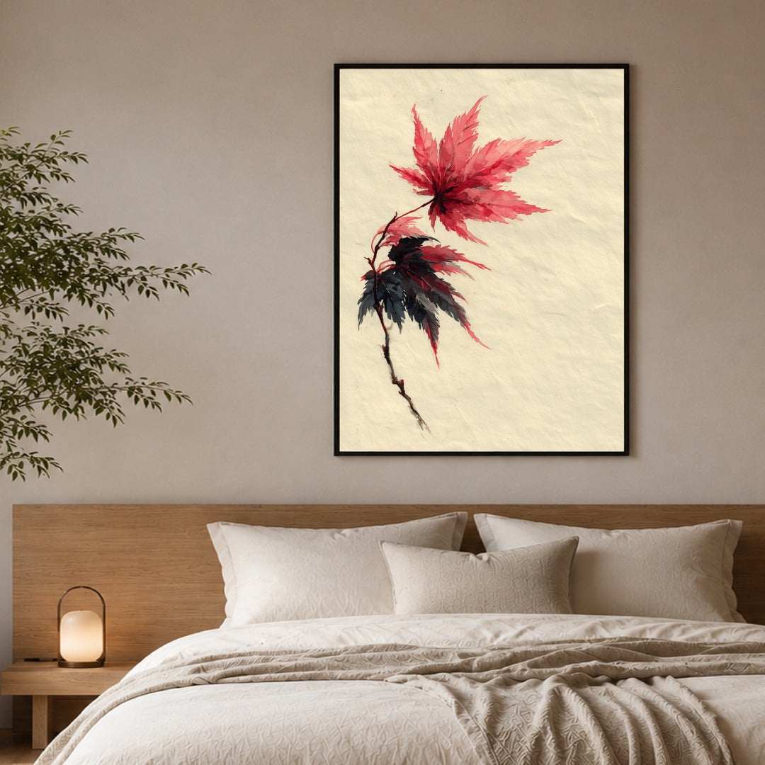 Ahornzweig Aquarell Poster Japandi – mattes Kunstdruck-Papier – Ansicht 2