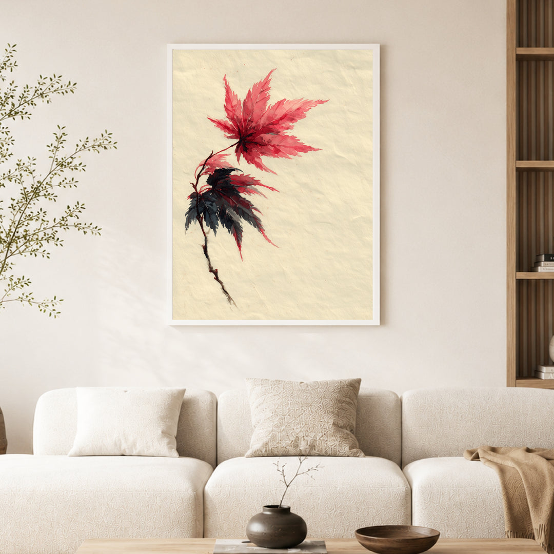 Ahornzweig Aquarell Poster Japandi – mattes Kunstdruck-Papier – Ansicht 4