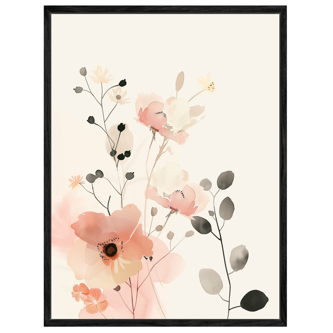Aquarell Blumenarrangement Leinwand Japandi – Leinwand auf Holzrahmen – Ansicht 4