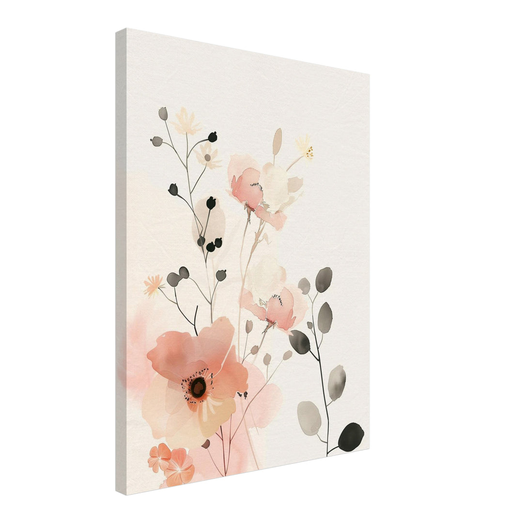 Aquarell Blumenarrangement Leinwand Japandi – Leinwand auf Holzrahmen – Ansicht 2