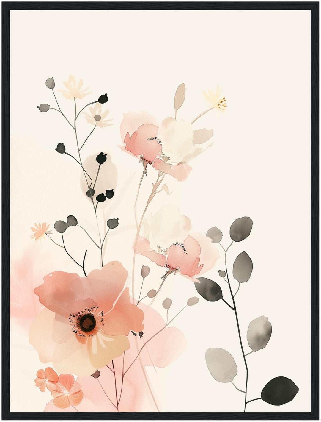 Aquarell Blumenarrangement Poster Japandi – mattes Kunstdruck-Papier – Ansicht 5
