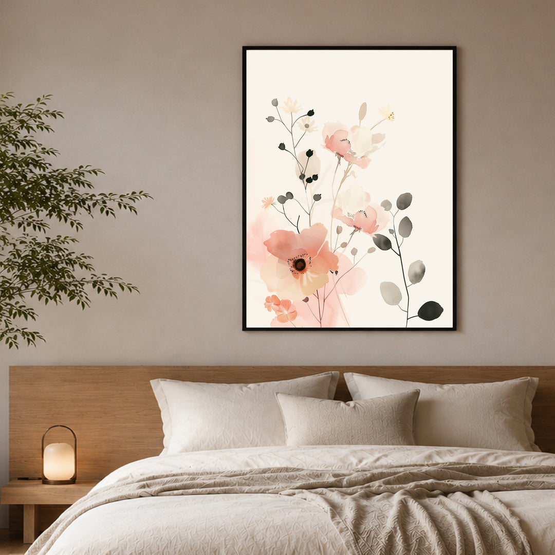 Aquarell Blumenarrangement Poster Japandi – mattes Kunstdruck-Papier – Ansicht 2