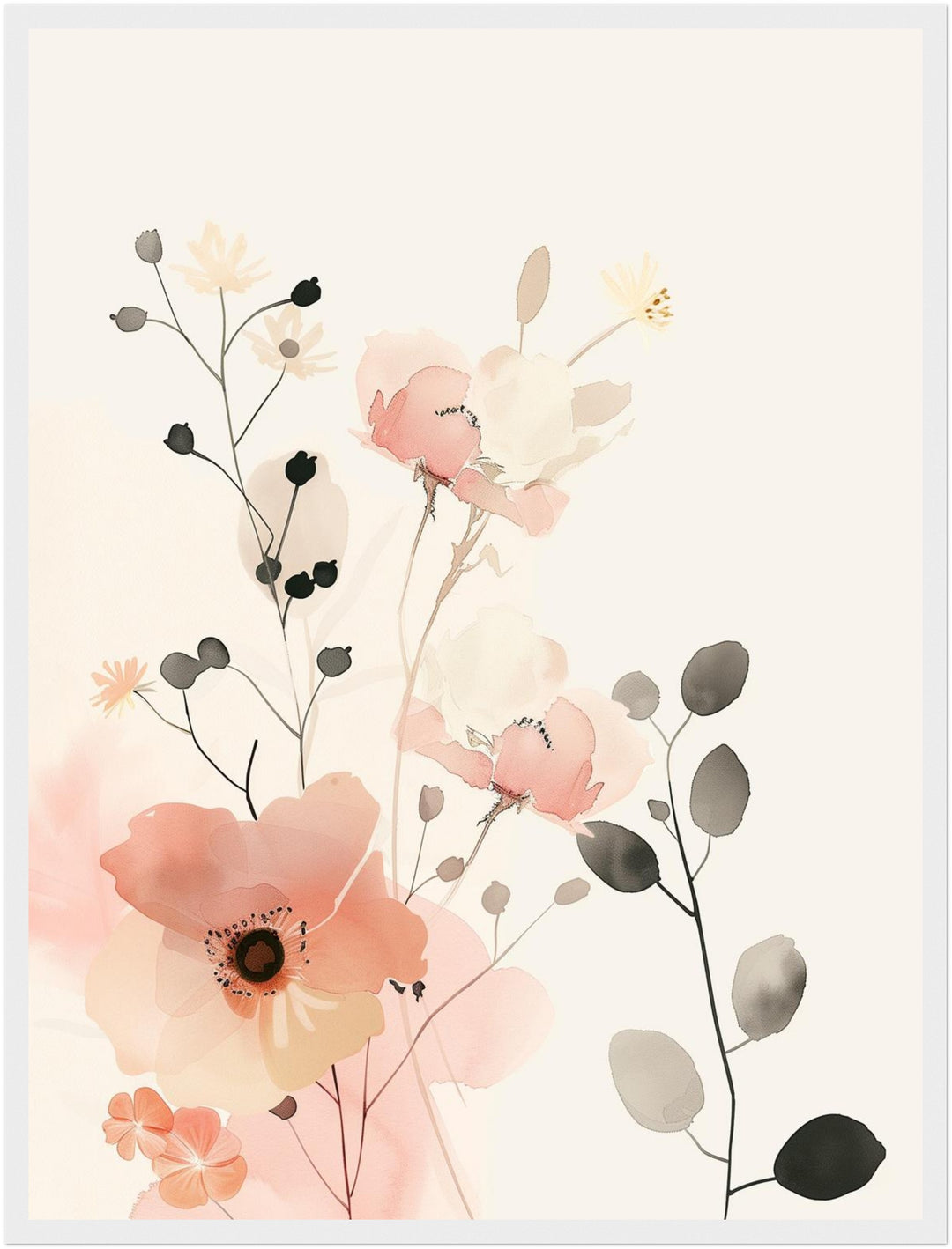 Aquarell Blumenarrangement Poster Japandi – mattes Kunstdruck-Papier – Ansicht 6