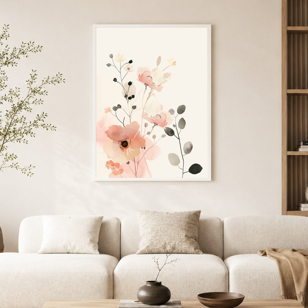 Aquarell Blumenarrangement Poster Japandi – mattes Kunstdruck-Papier – Ansicht 4