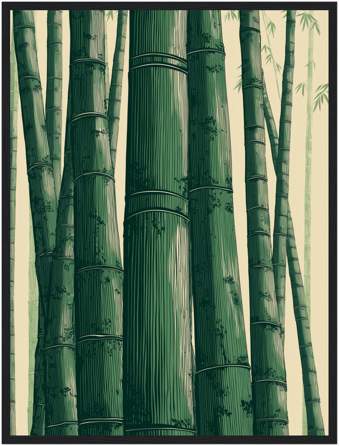 Bambuswald Illustration Leinwandbild abstrakt – Leinwand auf Holzrahmen – Ansicht 4
