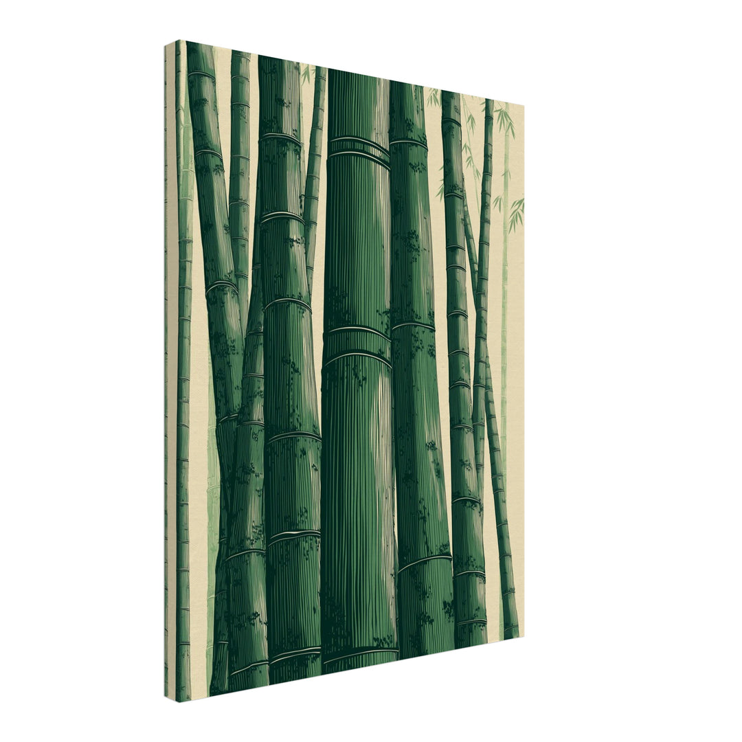 Bambuswald Illustration Leinwandbild abstrakt – Leinwand auf Holzrahmen – Ansicht 2