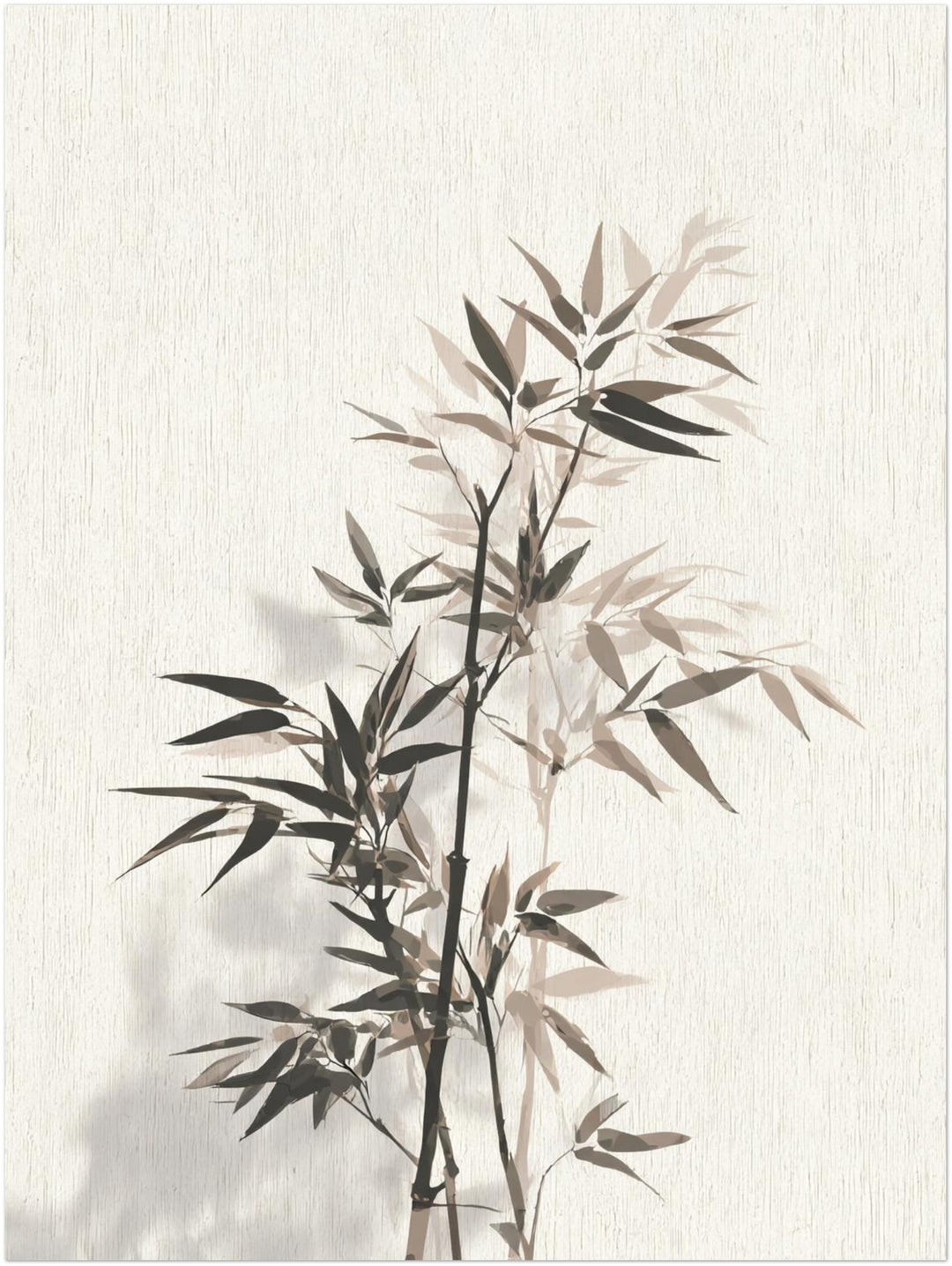Bambuszweig mit Schatten Japandi – Wandkunst