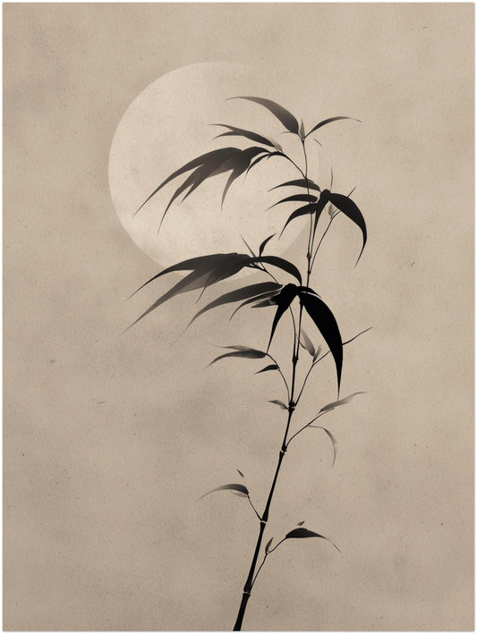Bambuszweig im Mondlicht Poster
