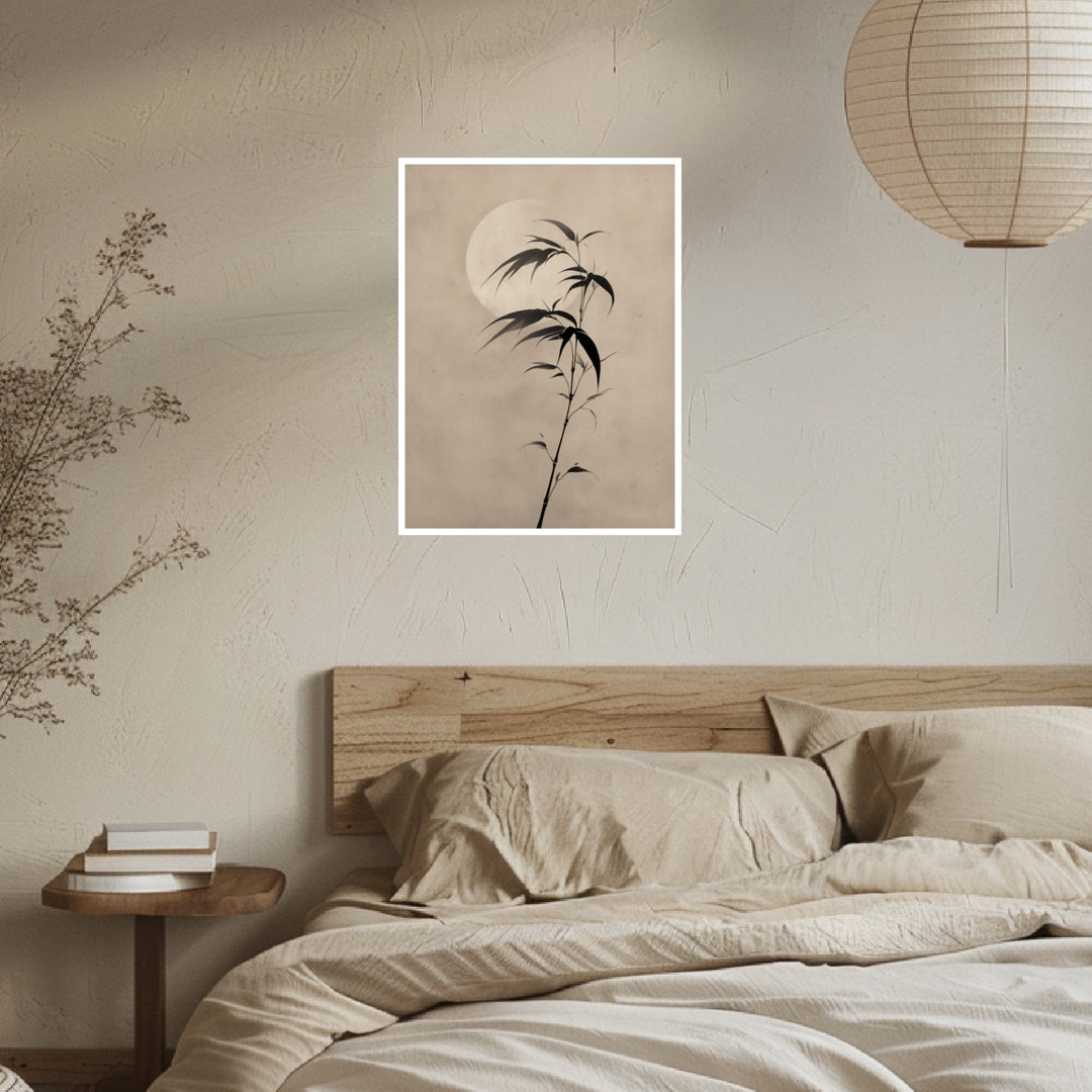 Bambuszweig im Mondlicht Poster Japandi – mattes Kunstdruck-Papier – Ansicht 4