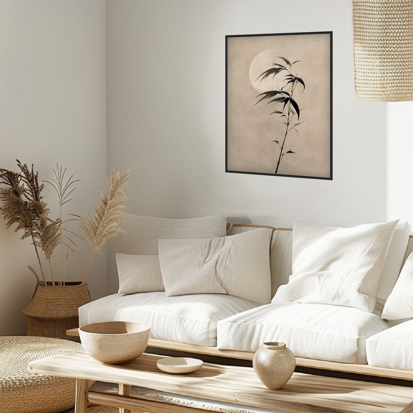 Bambuszweig im Mondlicht Poster