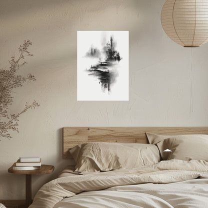 Bergdorf im Nebel Leinwandbild