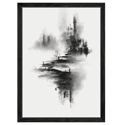 Bergdorf im Nebel Leinwandbild