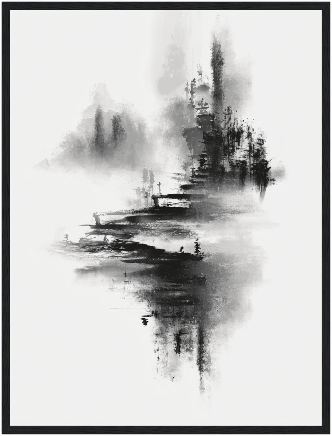 Bergdorf im Nebel Poster Japandi – mattes Kunstdruck-Papier – Ansicht 6