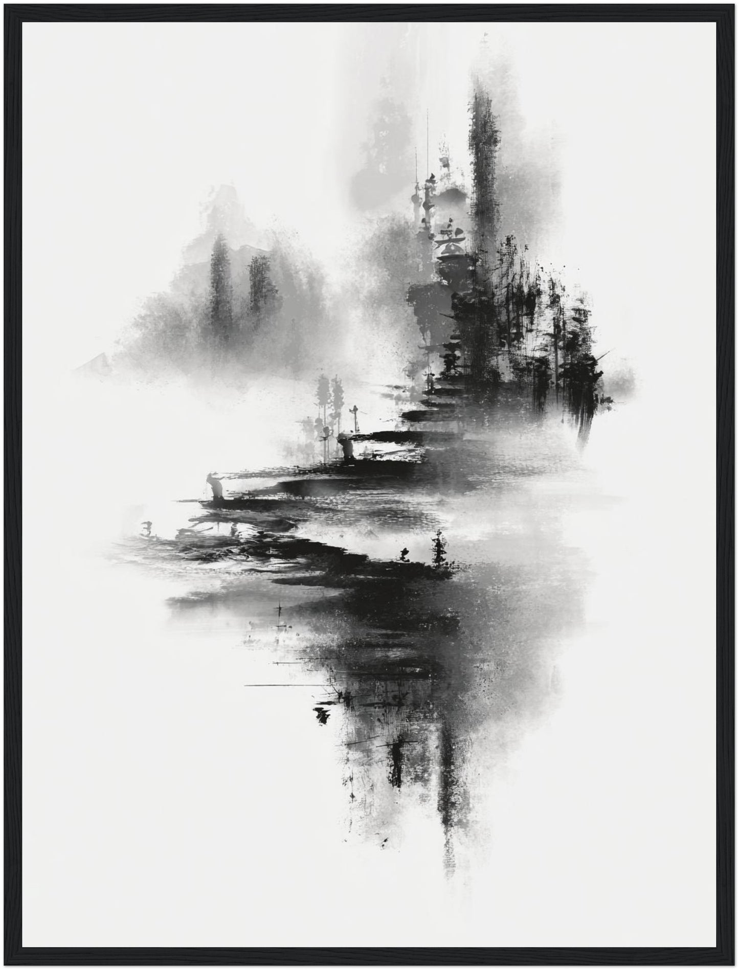 Bergdorf im Nebel Poster