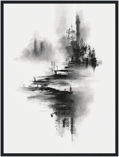 Bergdorf im Nebel Poster