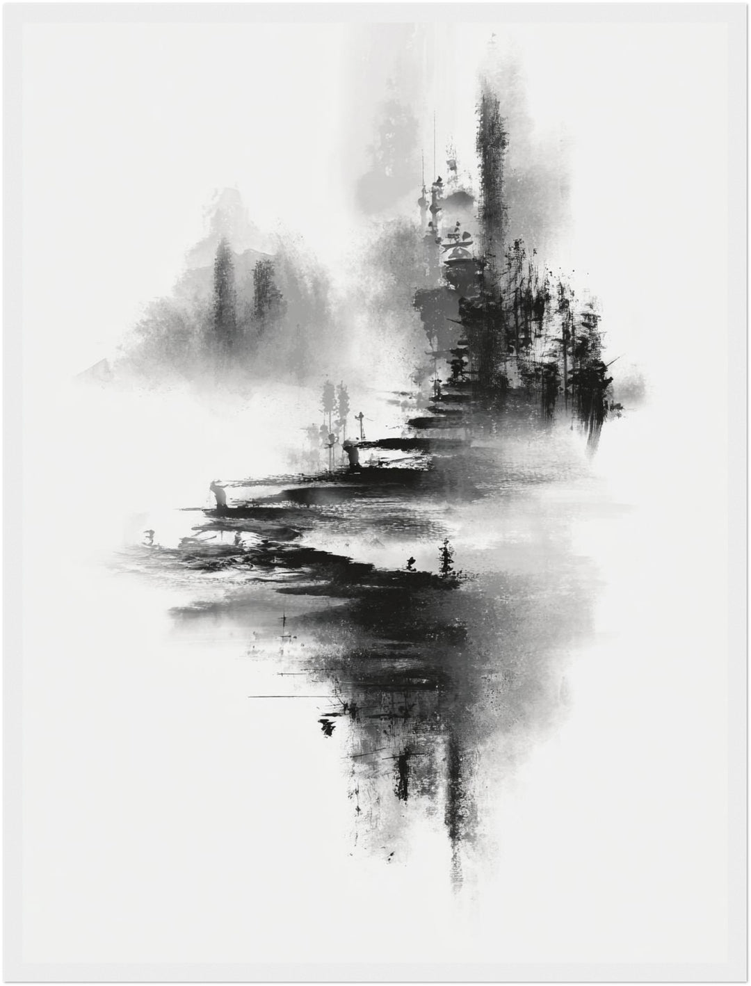 Bergdorf im Nebel Poster Japandi – mattes Kunstdruck-Papier – Ansicht 5