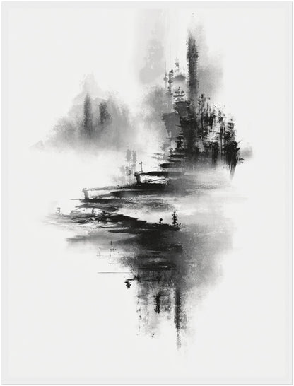 Bergdorf im Nebel Poster