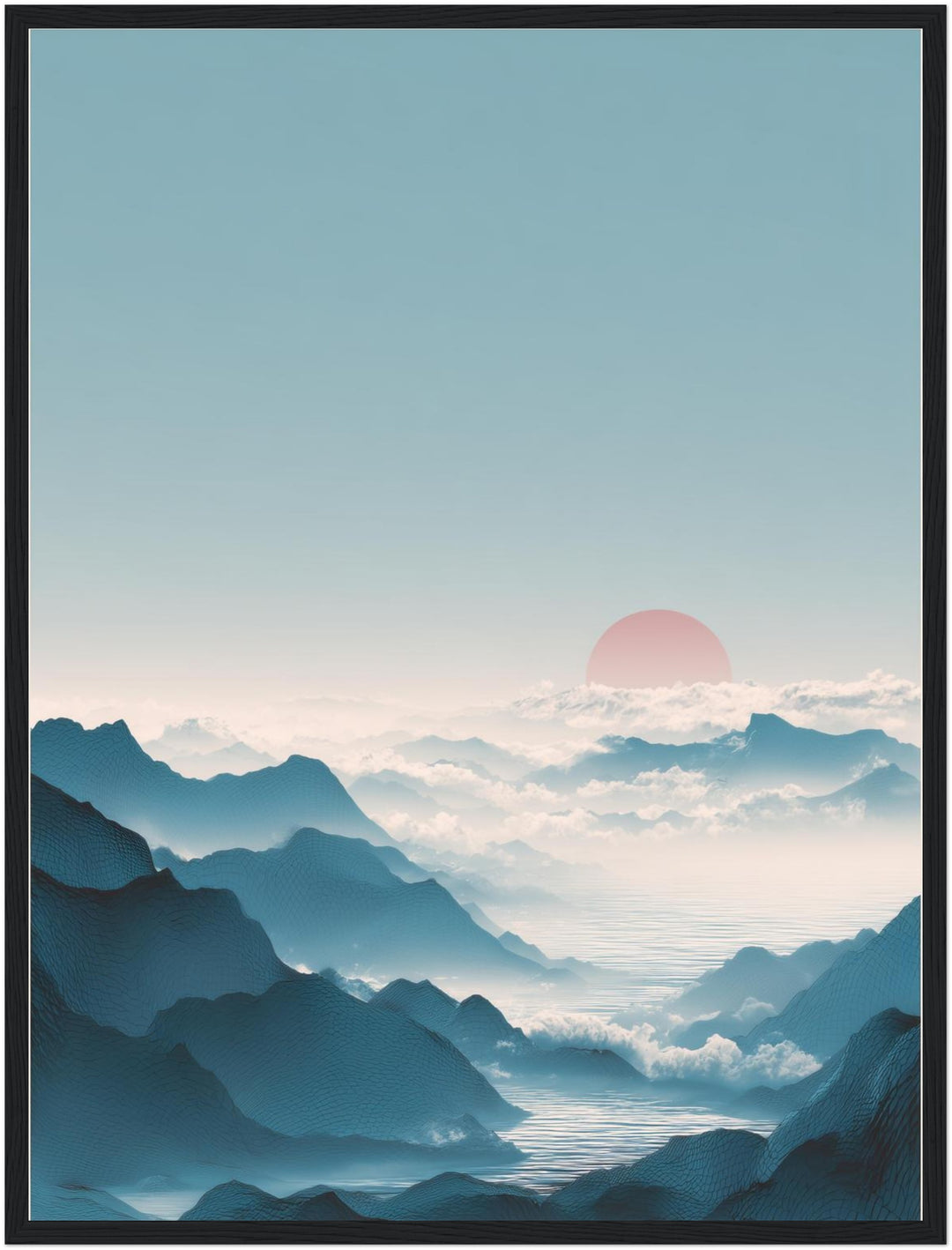 Berge mit roter Sonne Poster Japandi – mattes Kunstdruck-Papier – Ansicht 5