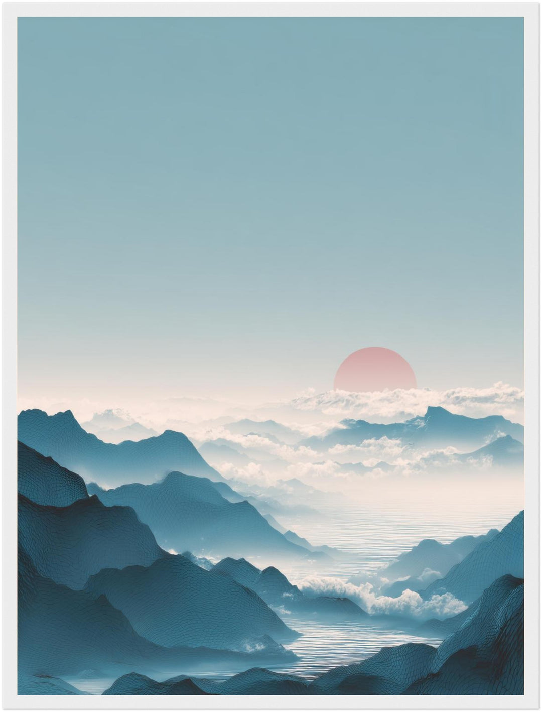 Berge mit roter Sonne Poster Japandi – mattes Kunstdruck-Papier – Ansicht 6