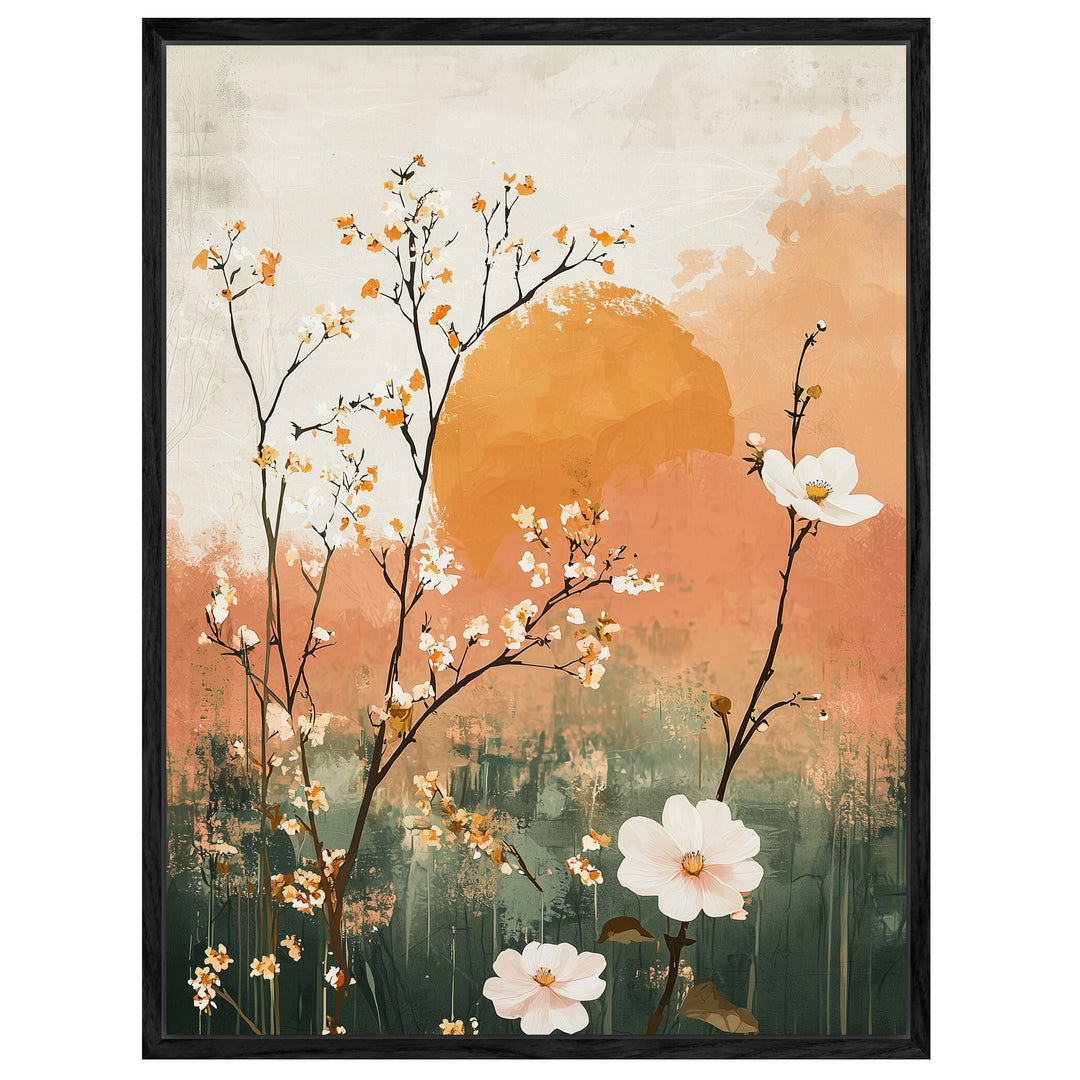 Blütenzweige Aquarell Leinwand Japandi – Leinwand auf Holzrahmen – Ansicht 4