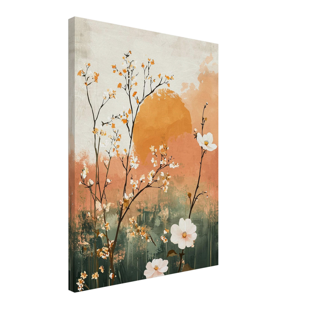 Blütenzweige Aquarell Leinwand Japandi – Leinwand auf Holzrahmen – Ansicht 2
