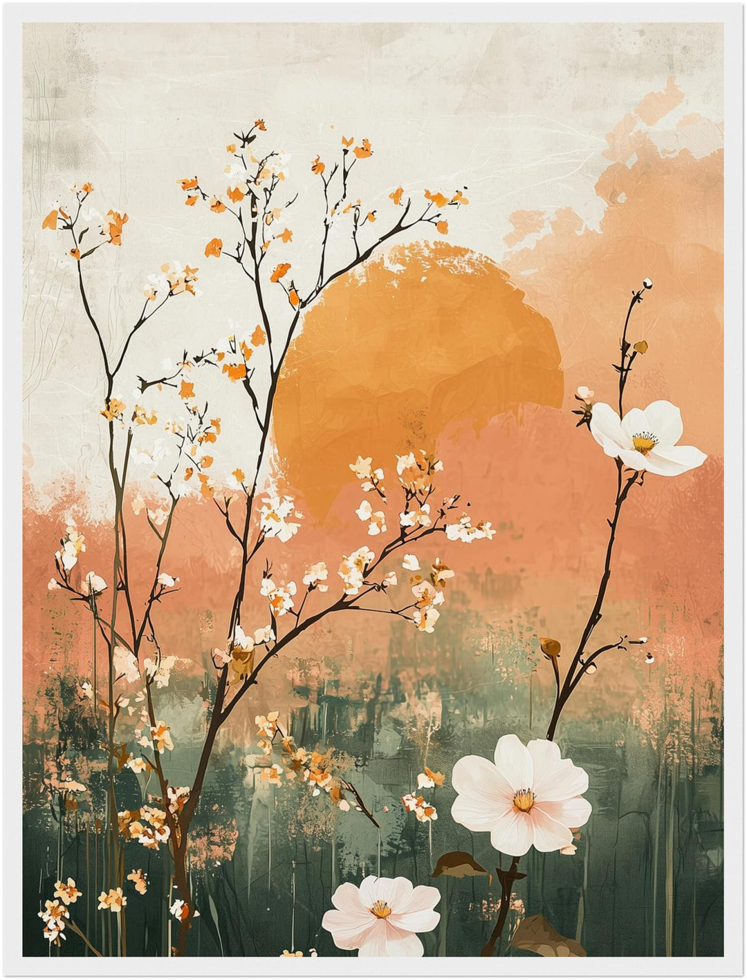 Blütenzweige Aquarell Poster Japandi – mattes Kunstdruck-Papier – Ansicht 6