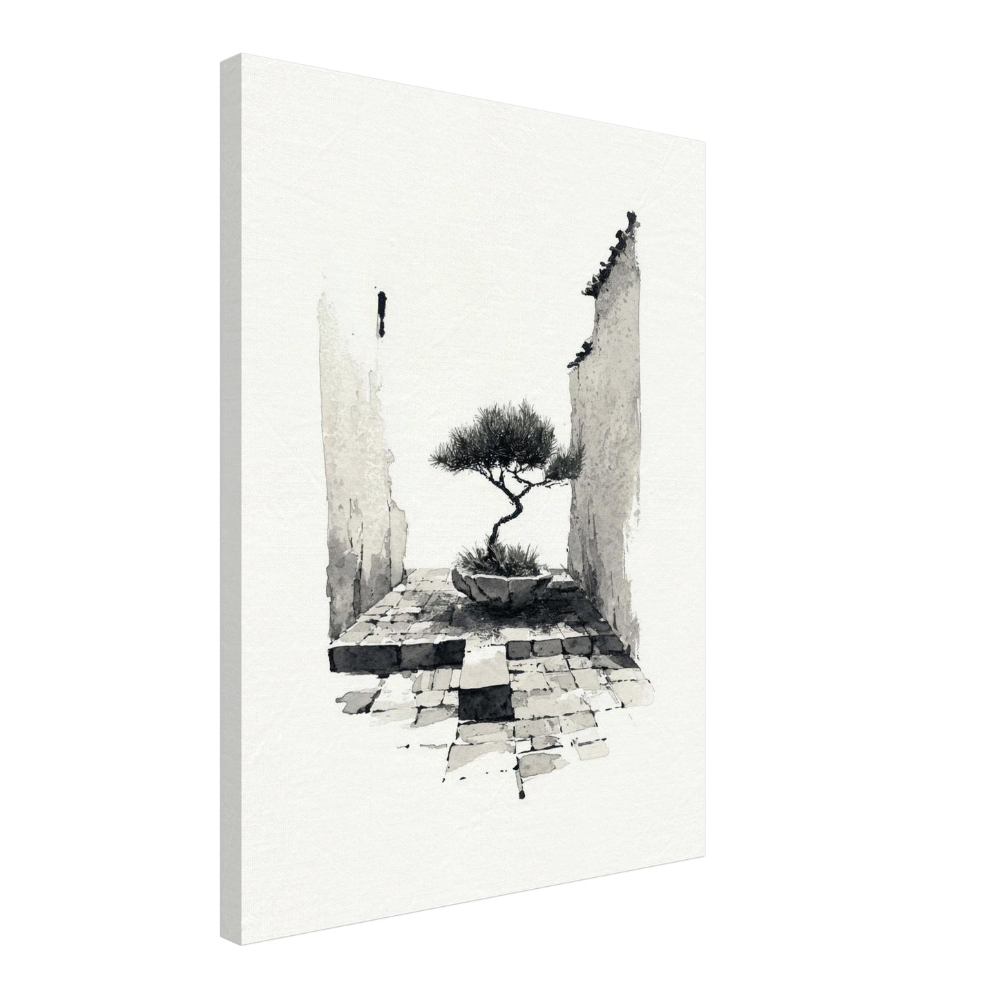 Bonsai in alter Mauer Leinwandbild