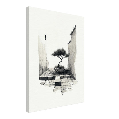 Bonsai in alter Mauer Leinwandbild