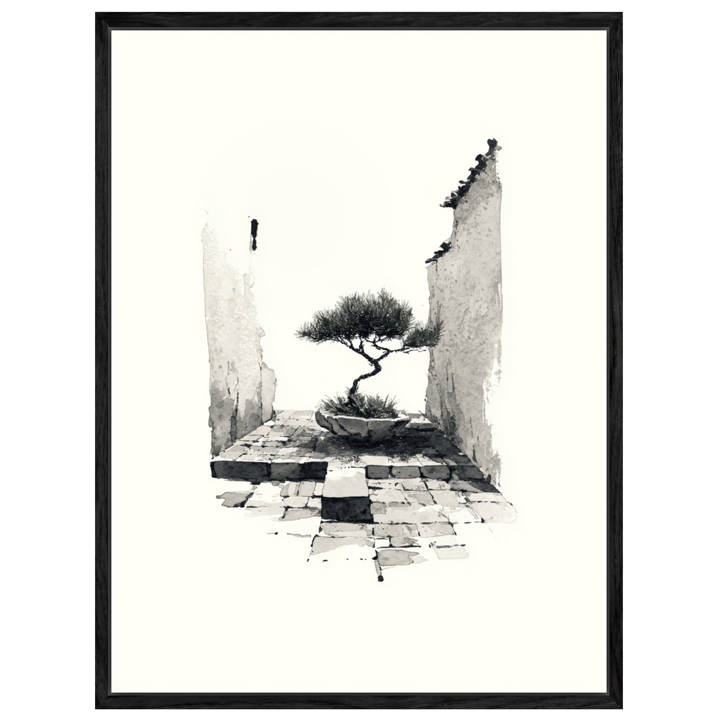 Bonsai in alter Mauer Leinwandbild