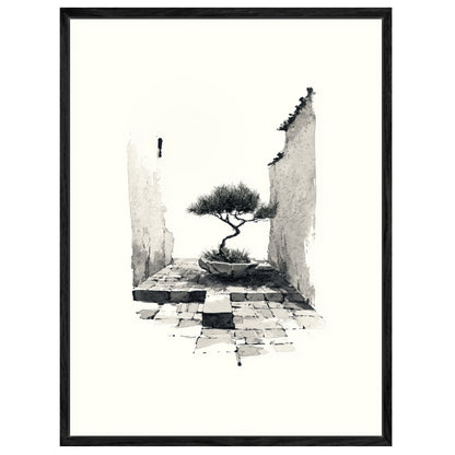 Bonsai in alter Mauer Leinwandbild