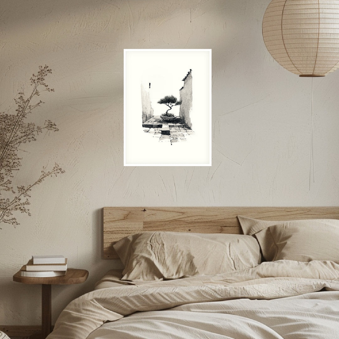 Bonsai in alter Mauer Poster Japandi – mattes Kunstdruck-Papier – Ansicht 2