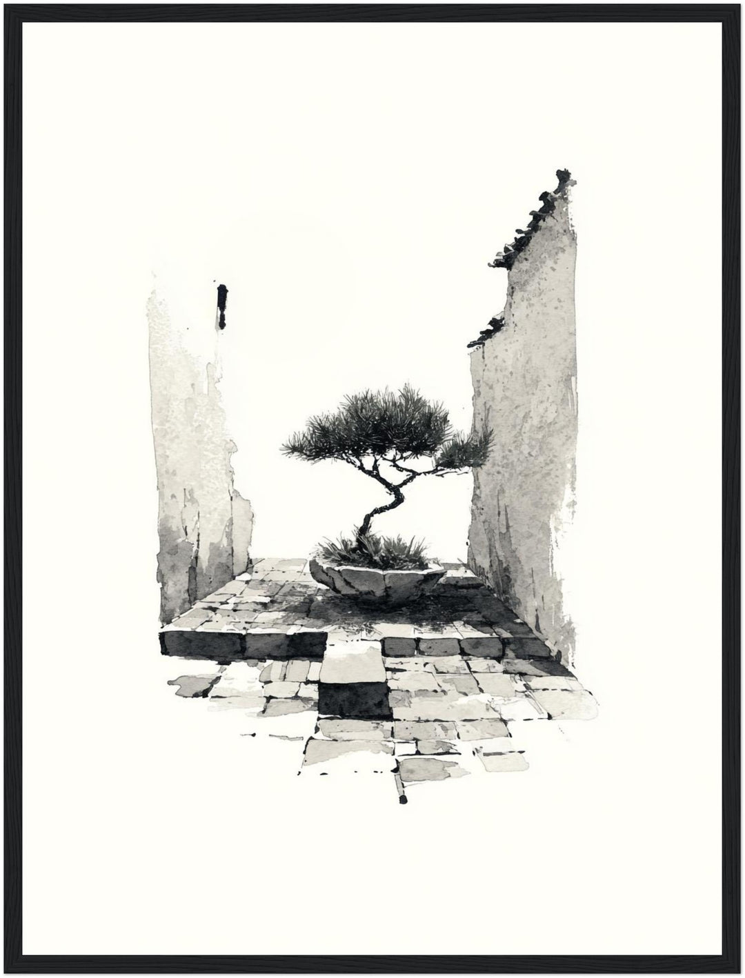 Bonsai in alter Mauer Poster Japandi – mattes Kunstdruck-Papier – Ansicht 6
