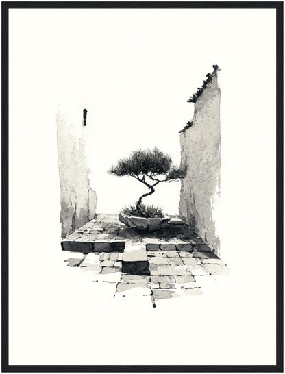 Bonsai in alter Mauer Poster